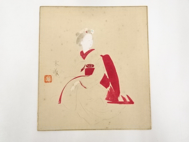 JAPANESE ART / HAND PAINTED SHIKISHI / BEAUTY